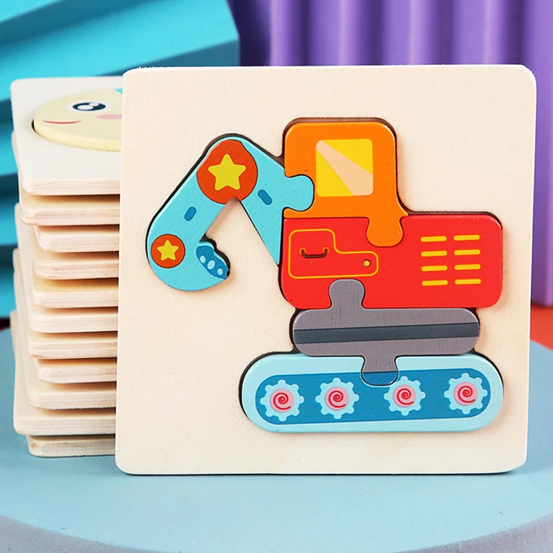 Puzzle 3D dla dzieci – Edukacyjna układanka z koparką