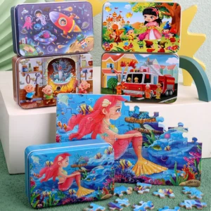 Puzzle edukacyjne w metalowym pudełku - idealne dla dzieci 4-8 lat!