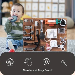 Zabawka Montessori DIY z zamkiem i drzwiami sensorycznymi