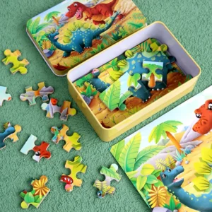 Puzzle edukacyjne w metalowym pudełku - idealne dla dzieci 4-8 lat!