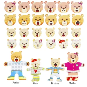 Drewniane puzzle Montessori - ubierz misie w różne stylizacje!