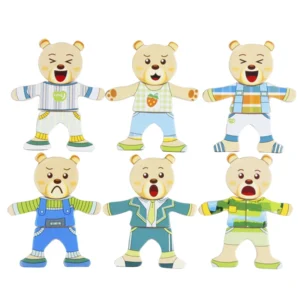 Drewniane puzzle Montessori - ubierz misie w różne stylizacje!