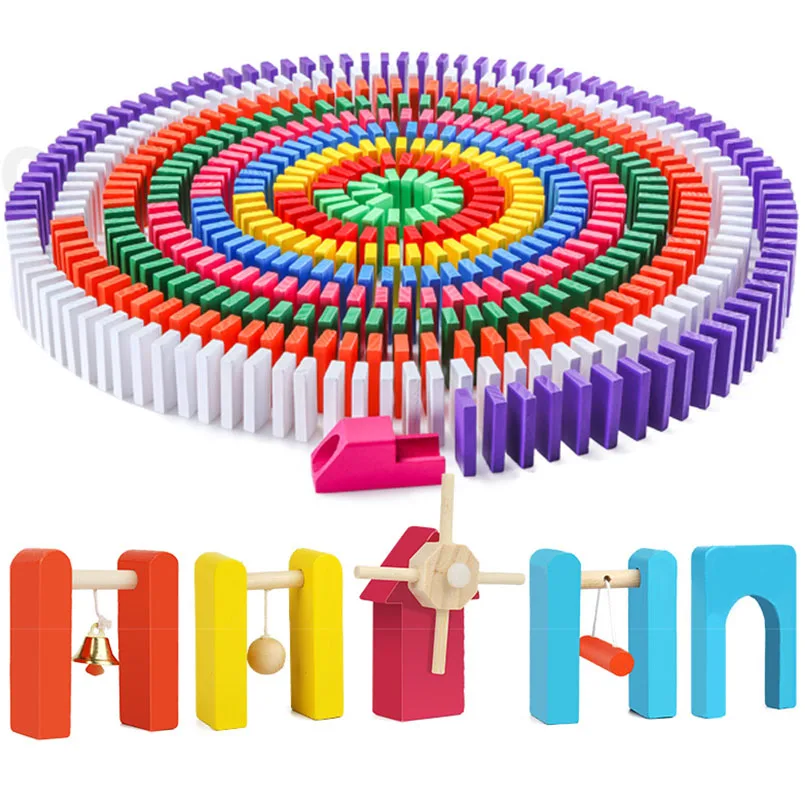 Zabawka edukacyjna Montessori: Drewniane domino z akcesoriami