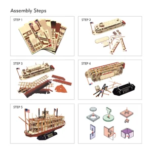 Model 3D Mississippi Steamboat do składania – Zestaw CubicFun