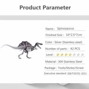 Spinosaurus 3D Model - Puzzle DIY ze stali nierdzewnej do dekoracji