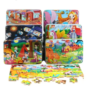 Puzzle edukacyjne w metalowym pudełku - idealne dla dzieci 4-8 lat!