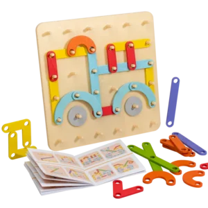 Tablica Montessori z kolorowymi elementami do układania