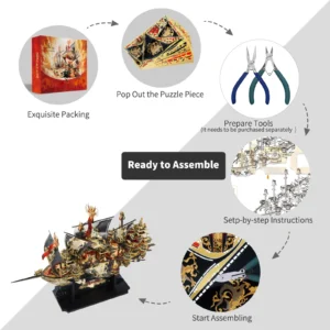 Piececool 3D Puzzle: Zbuduj Metalowy Statek Samurai!