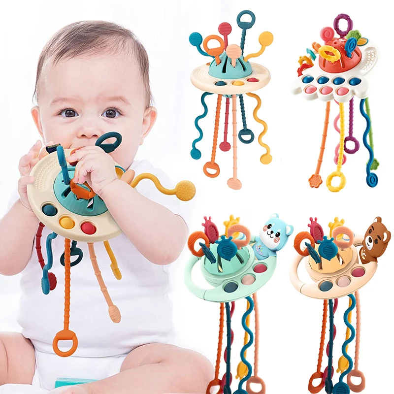 I've displayed the image. Let me now generate the title based on the content provided.  "Toys for Teething Babies – Sensory Montessori Fun!"