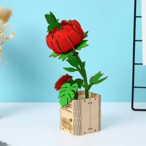 Drewniane Puzzle 3D z Piwonią i Lotosami - Kreatywna Zabawka dla Dzieci
