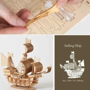 Drewniane puzzle 3D DIY – Statki, samoloty, samochody i fortepian