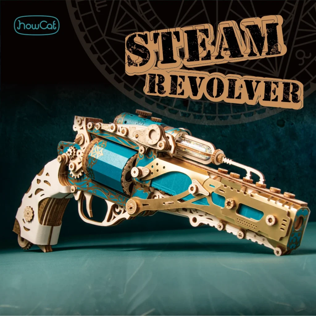 Steam Revolver DIY 3D Puzzle – Kreatywny Prezent dla Dzieci