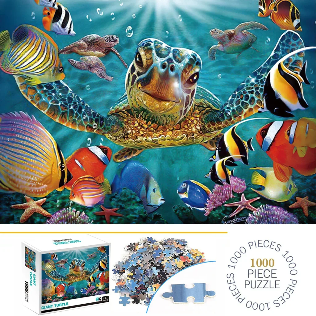 1000-elementowe puzzle z gigantycznym żółwiem – edukacyjna zabawa