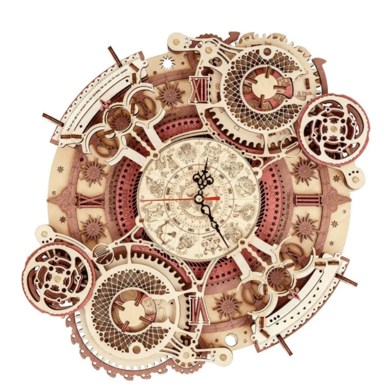 Zegar 3D Robotime - Drewniane puzzle mechaniczne na prezent