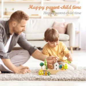 Zabawka Montessori: Leśne domy i drewniane bloki do układania