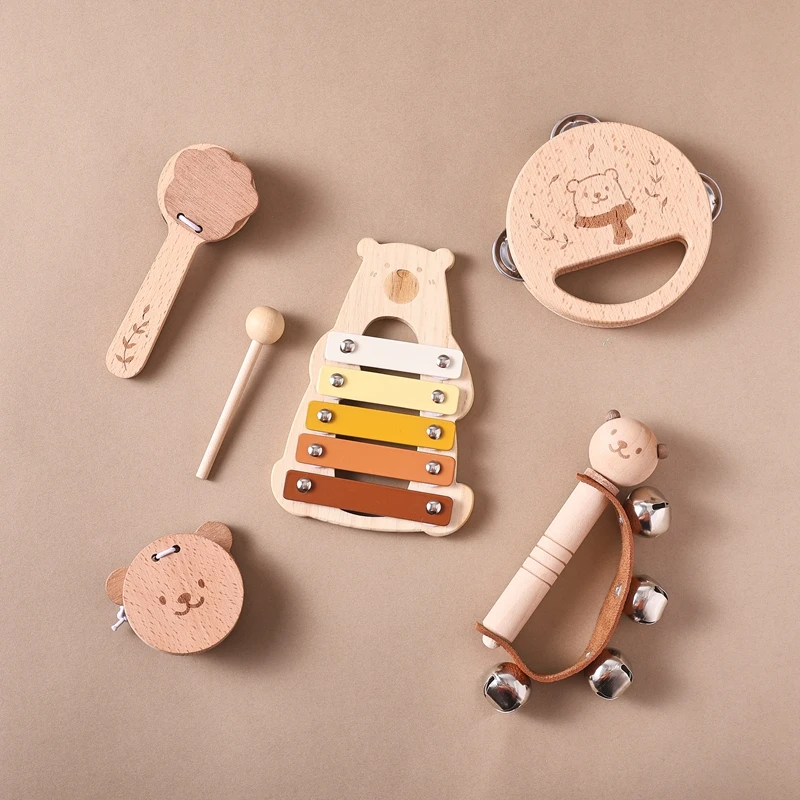 Zabawki muzyczne Montessori: Drewniany zestaw dla malucha