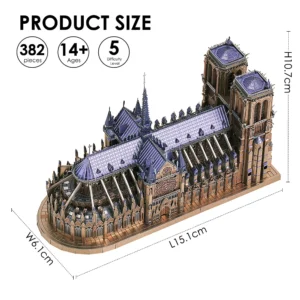 Puzzle 3D Metalowe Notre Dame – Stwórz Własny Model DIY