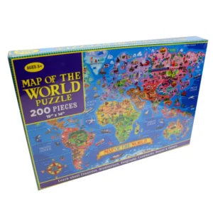 Mapa świata - drewniane puzzle 200 elementów dla dzieci i dorosłych.