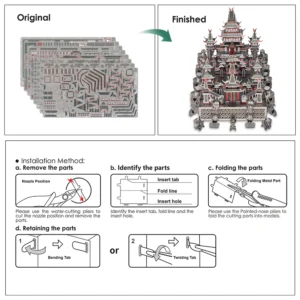 Metalowy Model Sky Royal Palace – 3D Puzzle DIY z 620 elementów