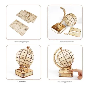 Drewniana kula ziemska 3D – Geograficzny zestaw DIY