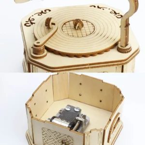 Drewniany Gramofon Pozytywka – Model Puzzle 3D do składania