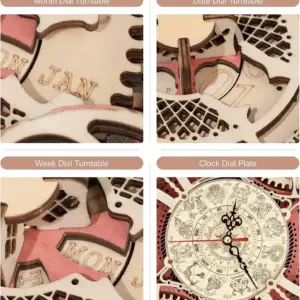 Zegar 3D Robotime - Drewniane puzzle mechaniczne na prezent