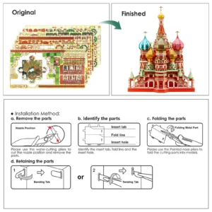 Piececool 3D puzzle – Metalowy model katedry św. Bazylego do składania.