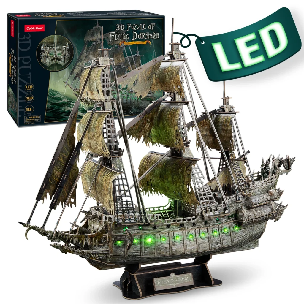 3D Puzzle Latający Holender z LED – Model statku pirackiego