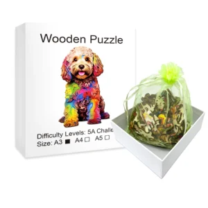 Kolorowy Pies z Drewna – Magiczne Puzzle dla Każdego