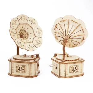 Drewniany Gramofon Pozytywka – Model Puzzle 3D do składania
