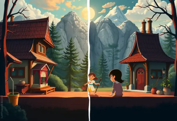 Traditional and modern animation styles shown side by side.