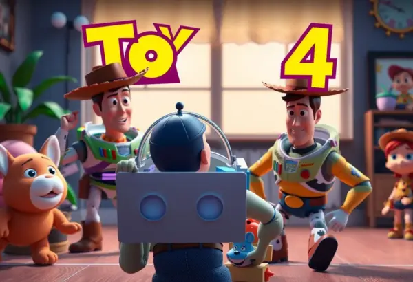 Szczegółowa animacja przedstawiająca scenę z Toy Story 4.