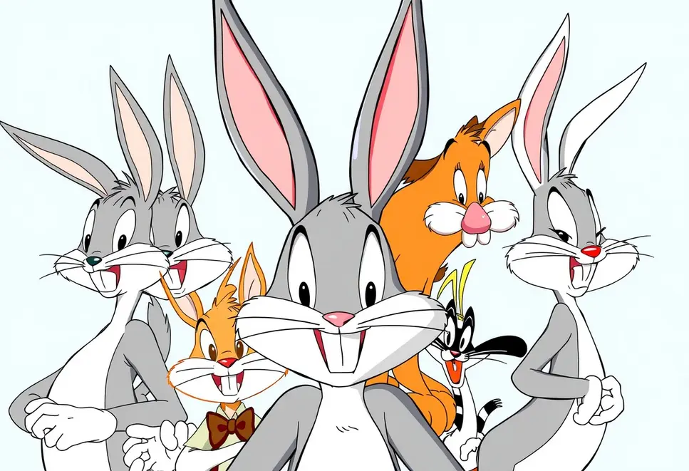 A montage of Bugs Bunny's evolution from classic to modern animations.