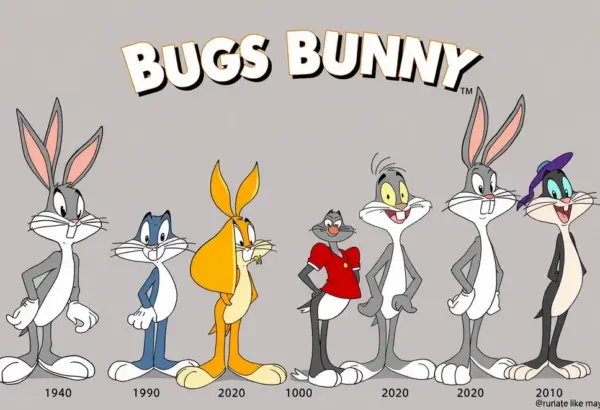 Timeline showing Bugs Bunny's evolution in animation style.