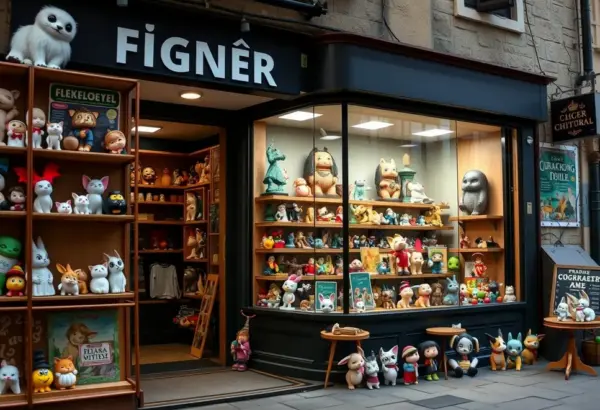 A collector's shop in Poland featuring various animation figurines in its display.