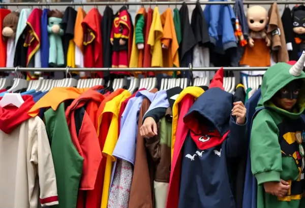 Costumes in various sizes and styles for different age groups.