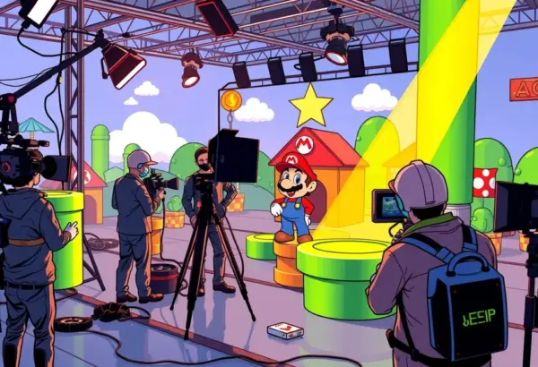 Zespół filmowy pracujący nad przeniesieniem gry Super Mario Bros. na ekran.