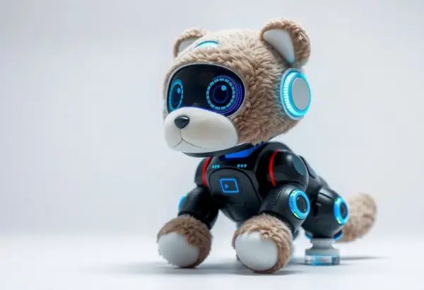 An electronic plush toy equipped with impressive technological capabilities.