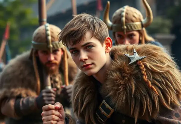 Hiccup instructing fellow vikings, showcasing his growth in responsibility.