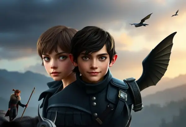 A collage showing Hiccup and Toothless's journey from strangers to close friends.