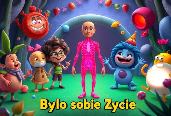 Scena z kreskówki, gdzie postacie zgłębiają tajemnice ludzkiego dna.