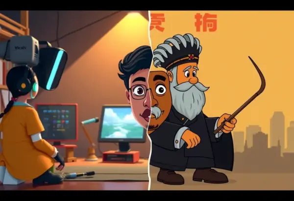 Comparison of new animation technology and traditional art.